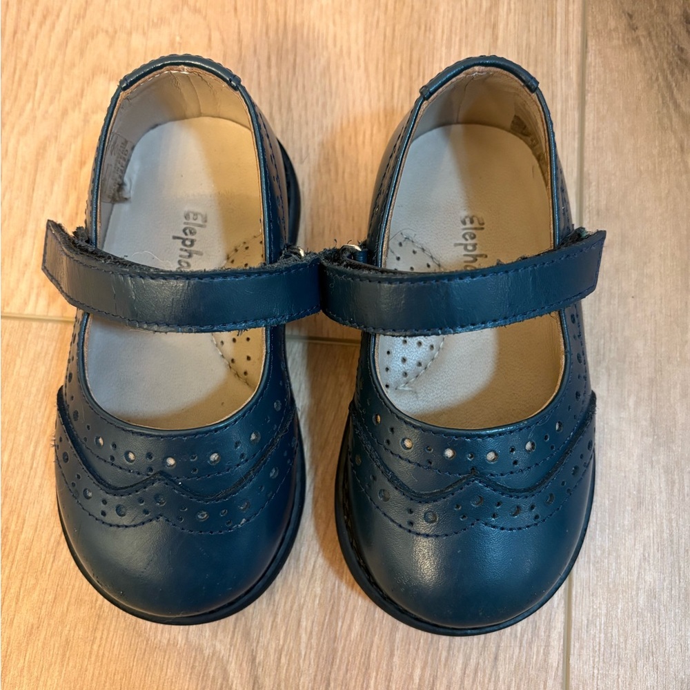 Elephantito Navi Blue Leather Shoes - Size 6